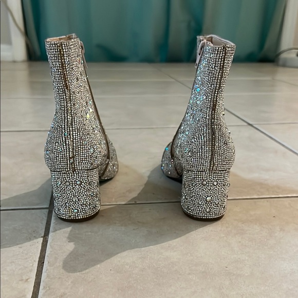 Betsey Johnson Silver Rhinestone Heeled Boots - Picture 4 of 5